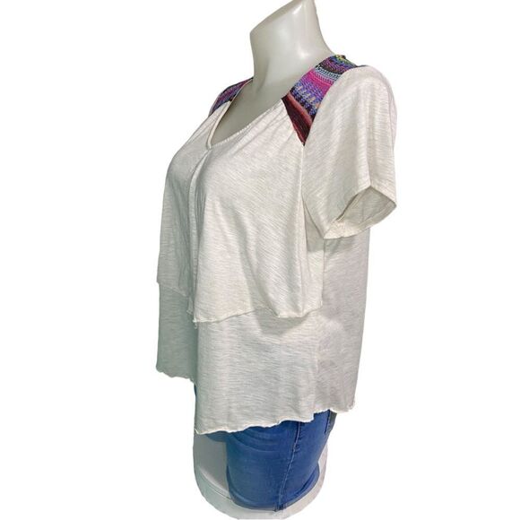 Cato Short Sleeve Bohemian Layered Colorful Embroidered Tee Plus Size 18/20W - Picture 6 of 16